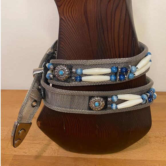 VTG Native American Style Mesh Jewel  Metallic  Medallion Beaded  Belt main image 9